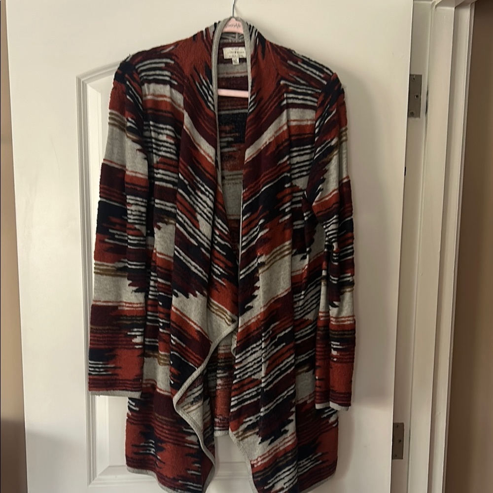 Lucky Brand Chevron Cardigan in Red and Black